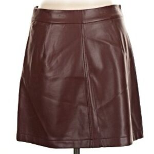French Connection Elegant Burgundy Faux Leather Mini Skirt Size 8